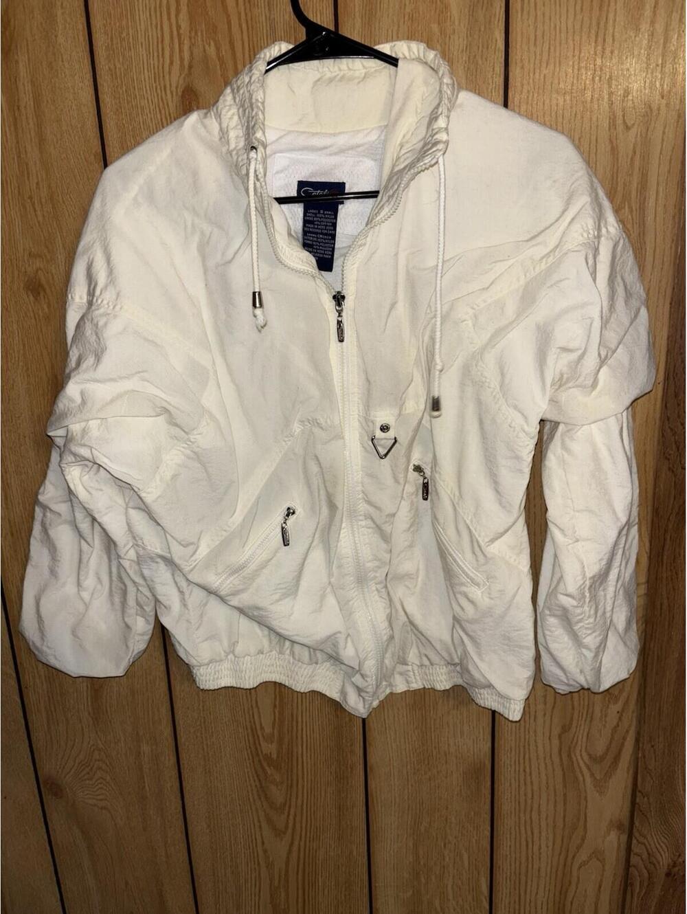 Catalina White Hooded Windbreaker Jacket Size Small